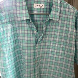 Aqua  Plaid Men's shirt sleeved Shirt